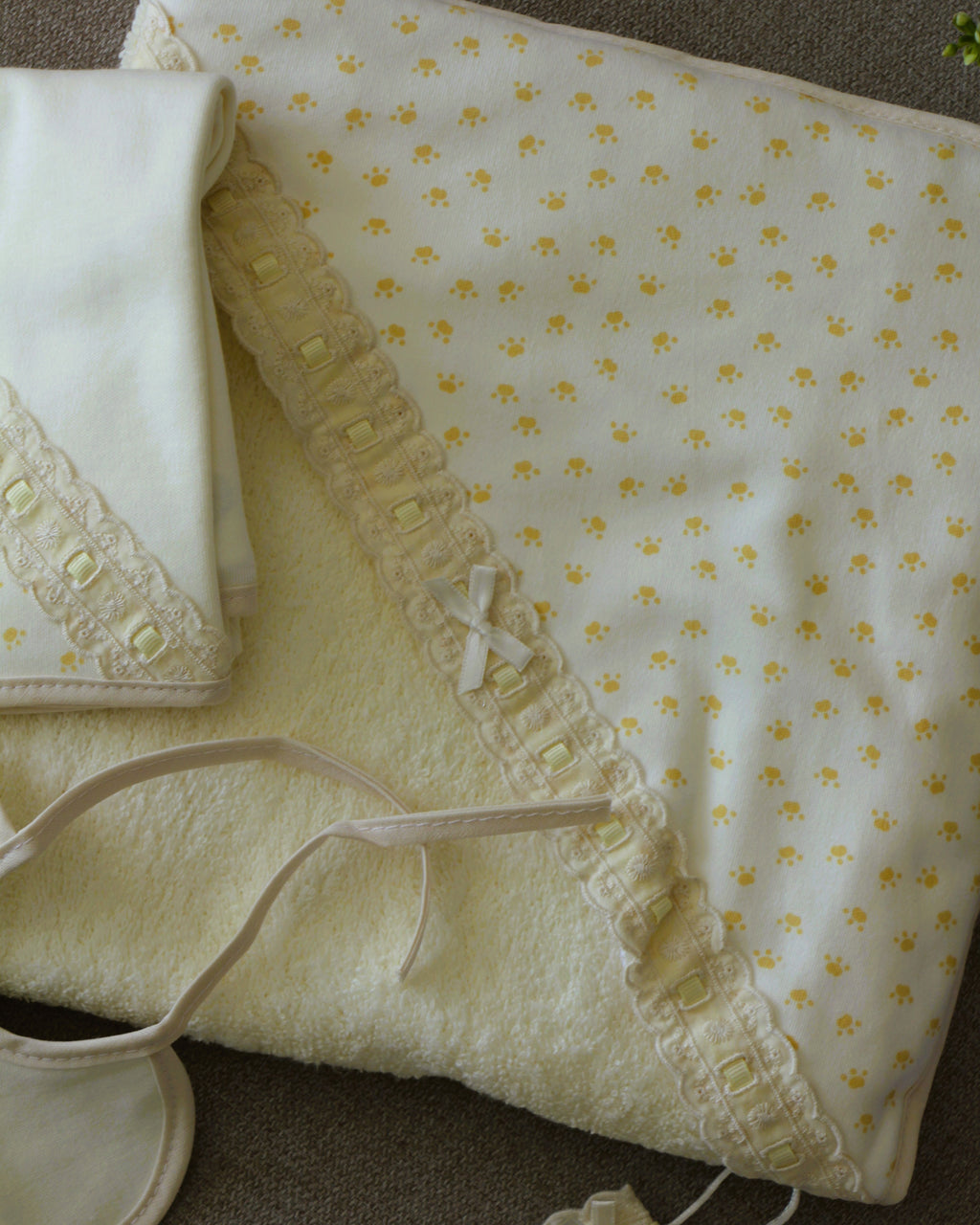 Conjunto estampado com renda